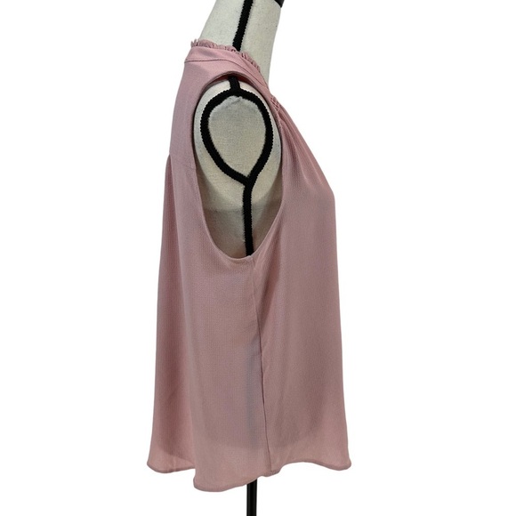 Gibsonlook Sleeveless V Neck Ruffle Collar Blouse - Rose Pink - size Medium - Picture 2 of 7